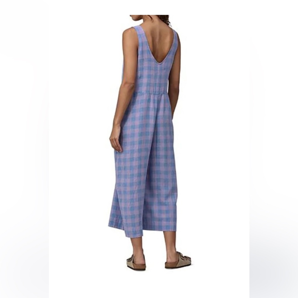 Patagonia Checked Lavender Wide-Leg Jumpsuit